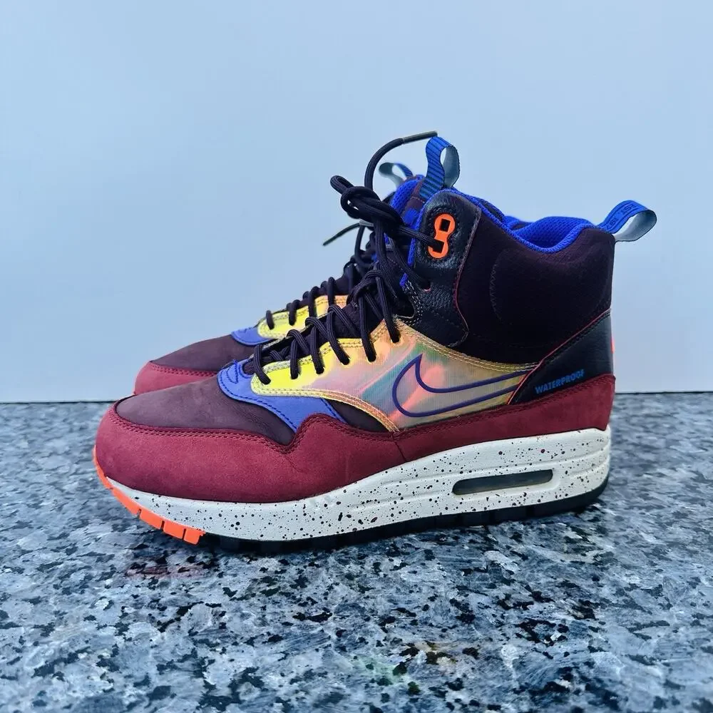 Nike Air Max 1 Mid Sneakerboot Deep Burgundy Purple 685269-600 Women’s Size 8.5